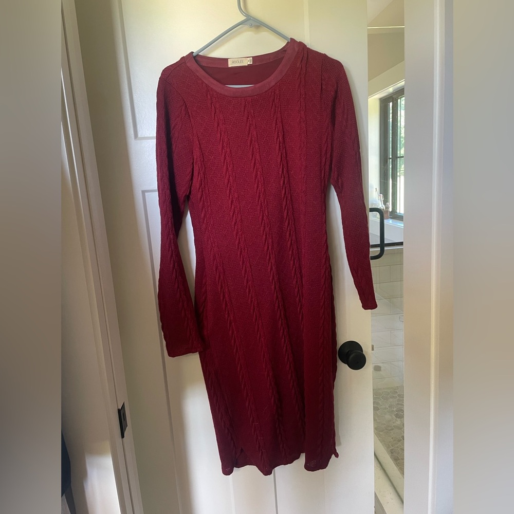 Red Roolee Cable Sweater Dress